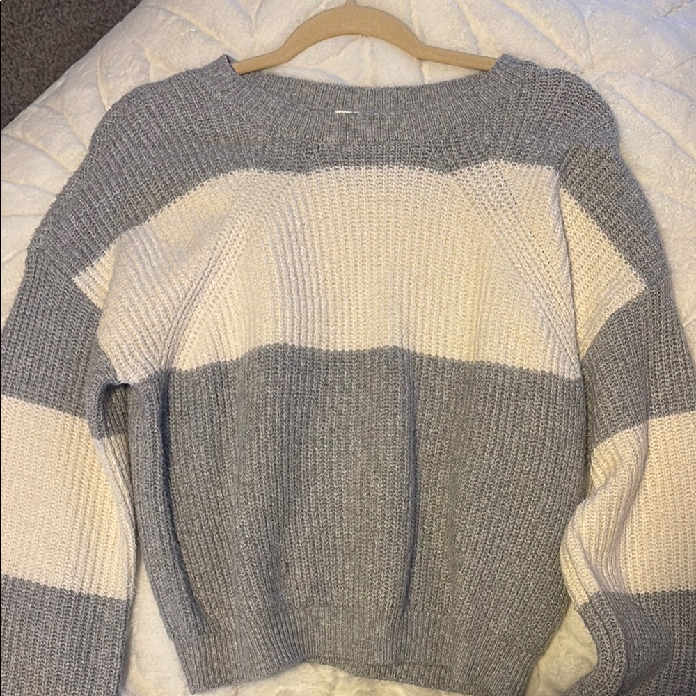 Abound Cozy Gray and Cream Women's Sweater